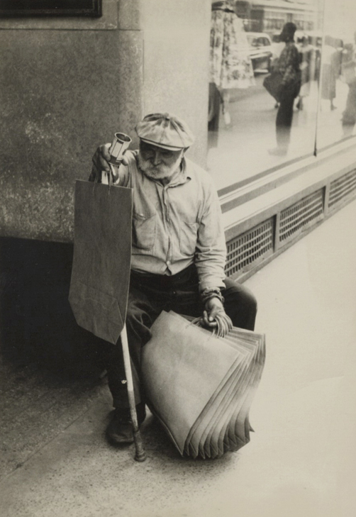 Portrait of a beggar on a street corner. Photo by Edward Wallowitch