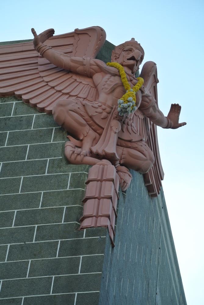 A Garuda overseeing the Central Post Office building in Bangkok