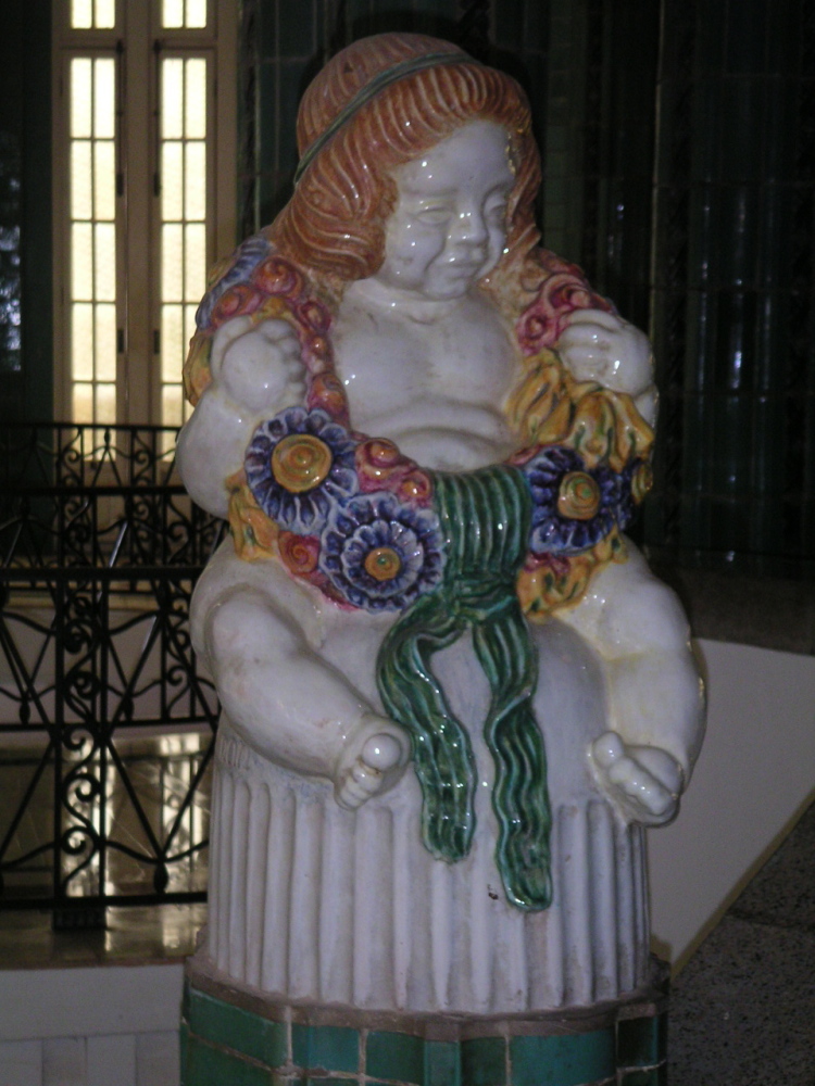 An Art Deco putto in the Ban Puen Palace in Petchaburi, 1910-1916.