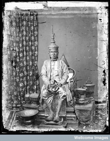 Rama IV, King Mongut, in royal attire on October 6, 1865. Photo by John Thomson. Courtesy of the Wellcome Library.