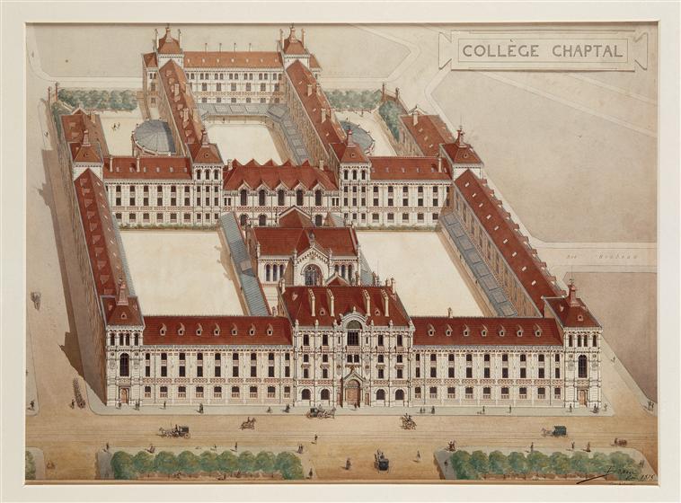 Le Collège Chaptal, drawing by Eugène Train, 1875 (Musée d'Orsay)